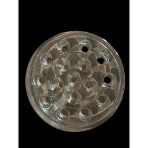 Vintage Large 5" Clear Glass Flower Frog 16 Hole